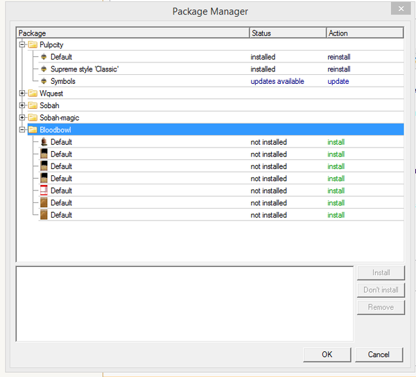 Liste des packages à  installer
