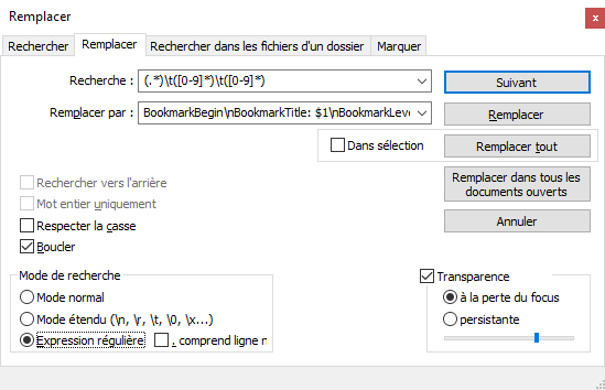 Rechercher via une Regex