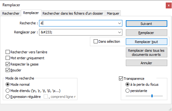Remplacer les caractères spéciaux