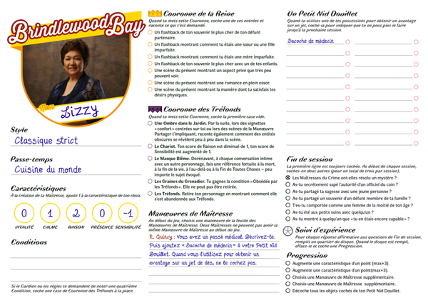 Feuille de personnage - Lizzy