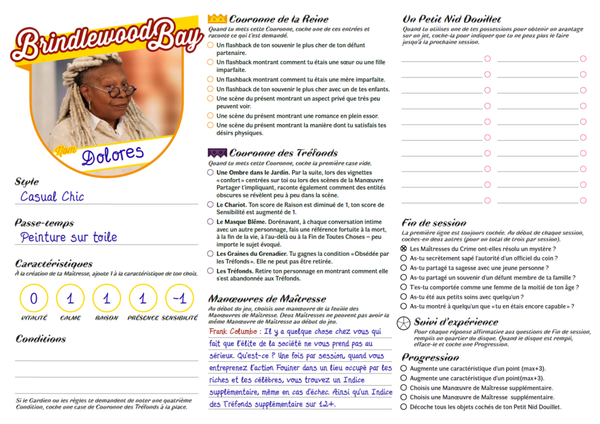 Feuille de personnage - Dolores