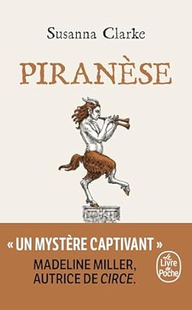 Couverture du roman, un faune sur un pied joue de la flûte